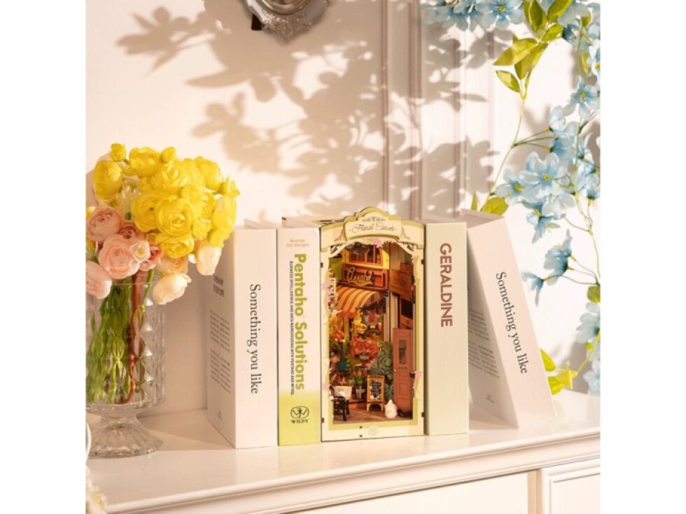 RoboTime 3D skládačka Zarážka na knihy Květinový koutek