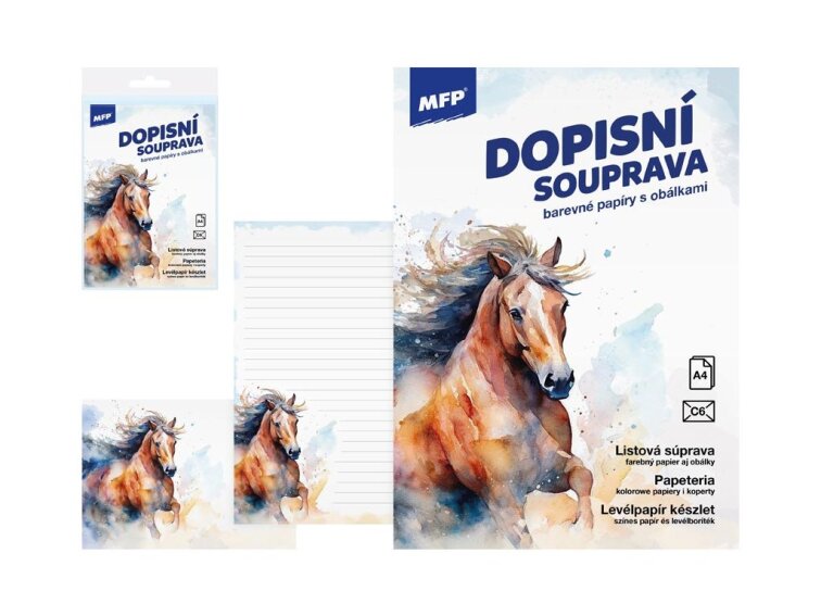 Dopisní papír barevný LUX 5+10 - Kůň