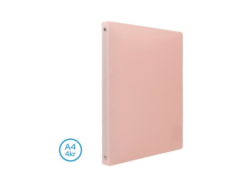 Pořadač A4, 4 kroužkový - pastelová růžová