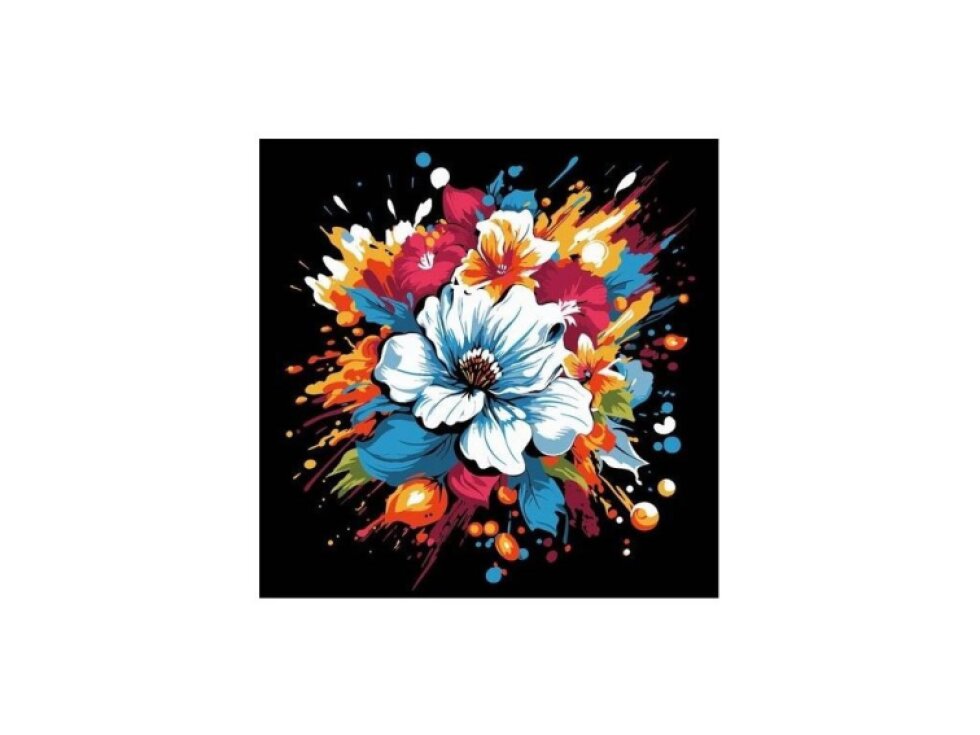Malování na černé plátno 30 x 30 cm, květiny