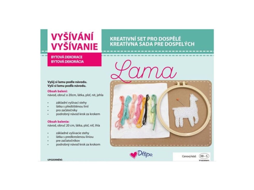 Vyšívání, tvořivá sada - Lama