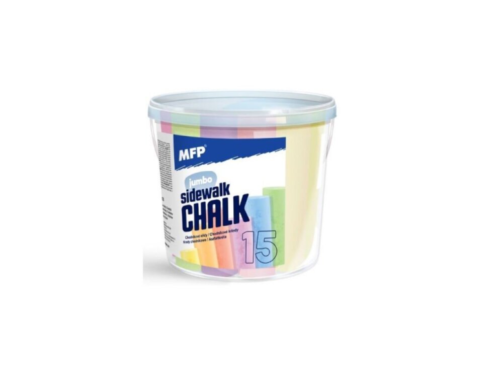 Křídy M chodníkové kulaté 15 ks mix barev - kyblík