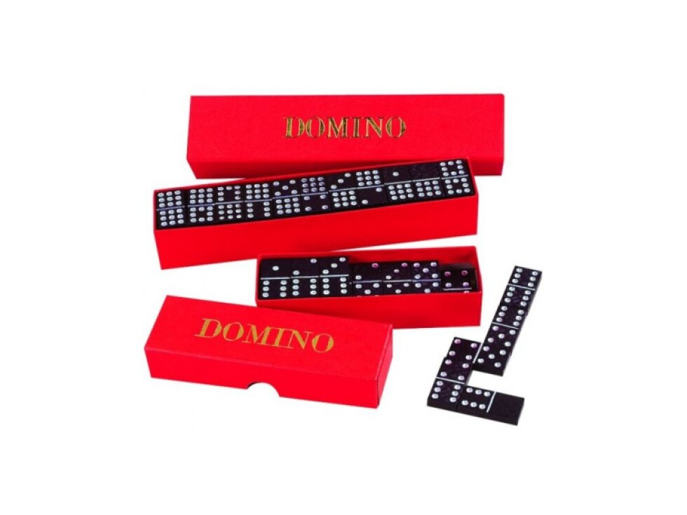 Domino společenská hra, dřevo, 55ks v krabičce