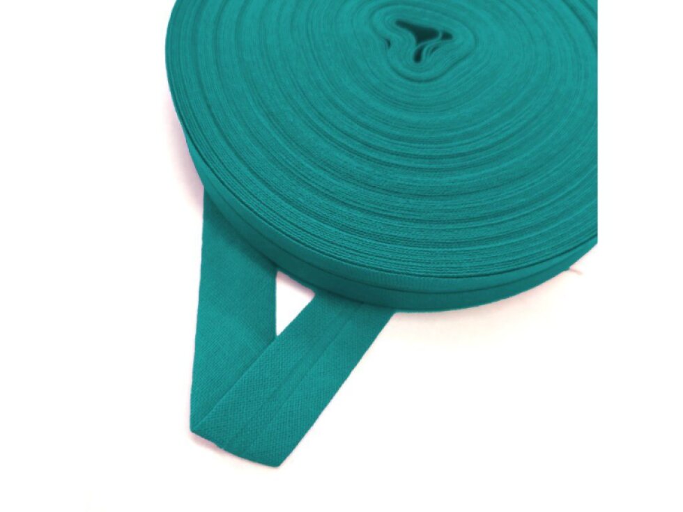 Šikmý proužek bavlněný 14 mm zažehlený - Tyrkysová