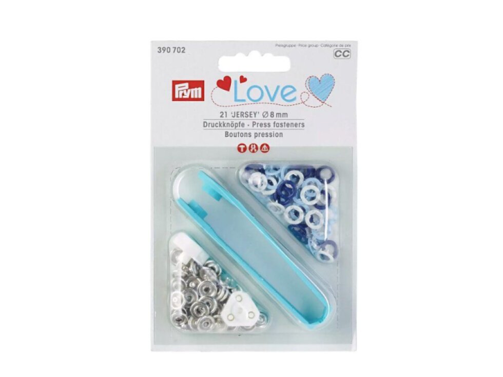 PRYM LOVE - knoflíky stiskací JERSEY 8mm, modrá