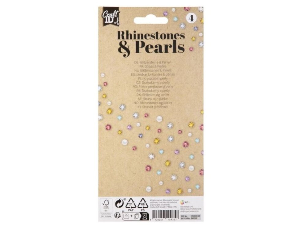 Dekorační kamínky a perly, 212 ks - stříbrošedé