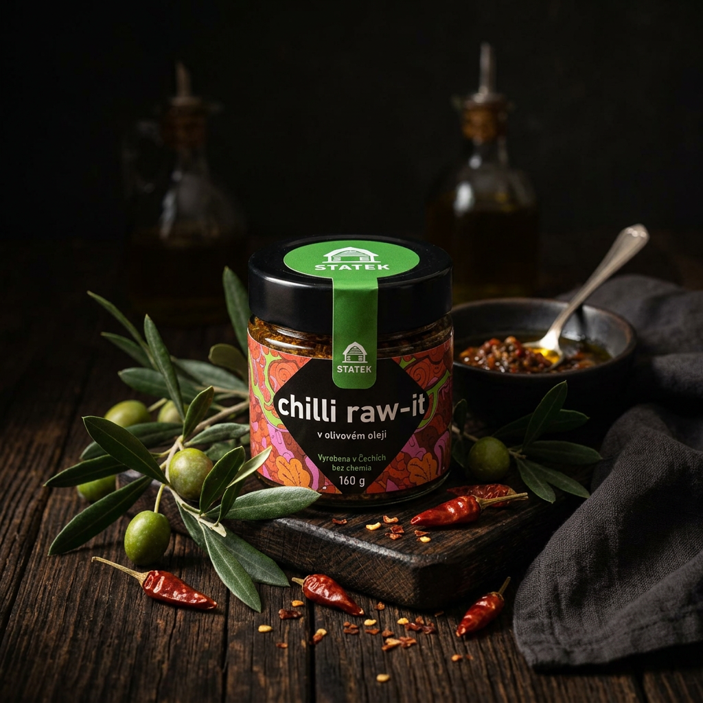Chilli papričky Rawit nakládané v olivovém oleji a bylinách - 180 g