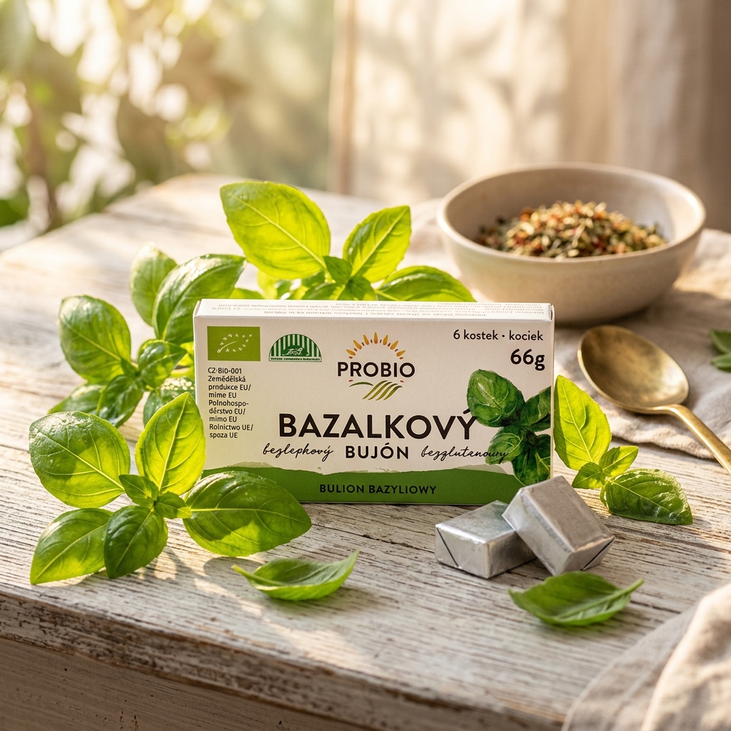 Bujón BIO - bazalkové kostky (6 x 0,5 l)