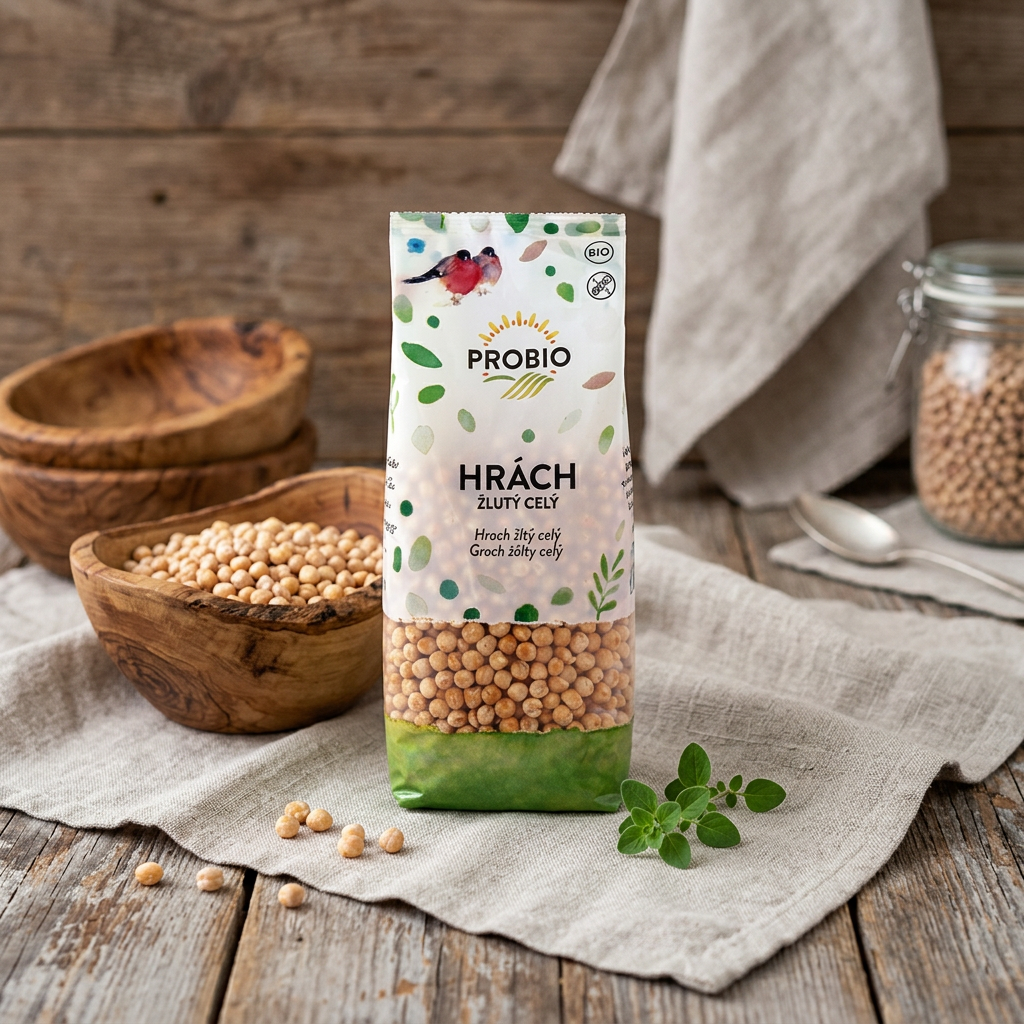 Hrách BIO žlutý celý loupaný - 3 kg