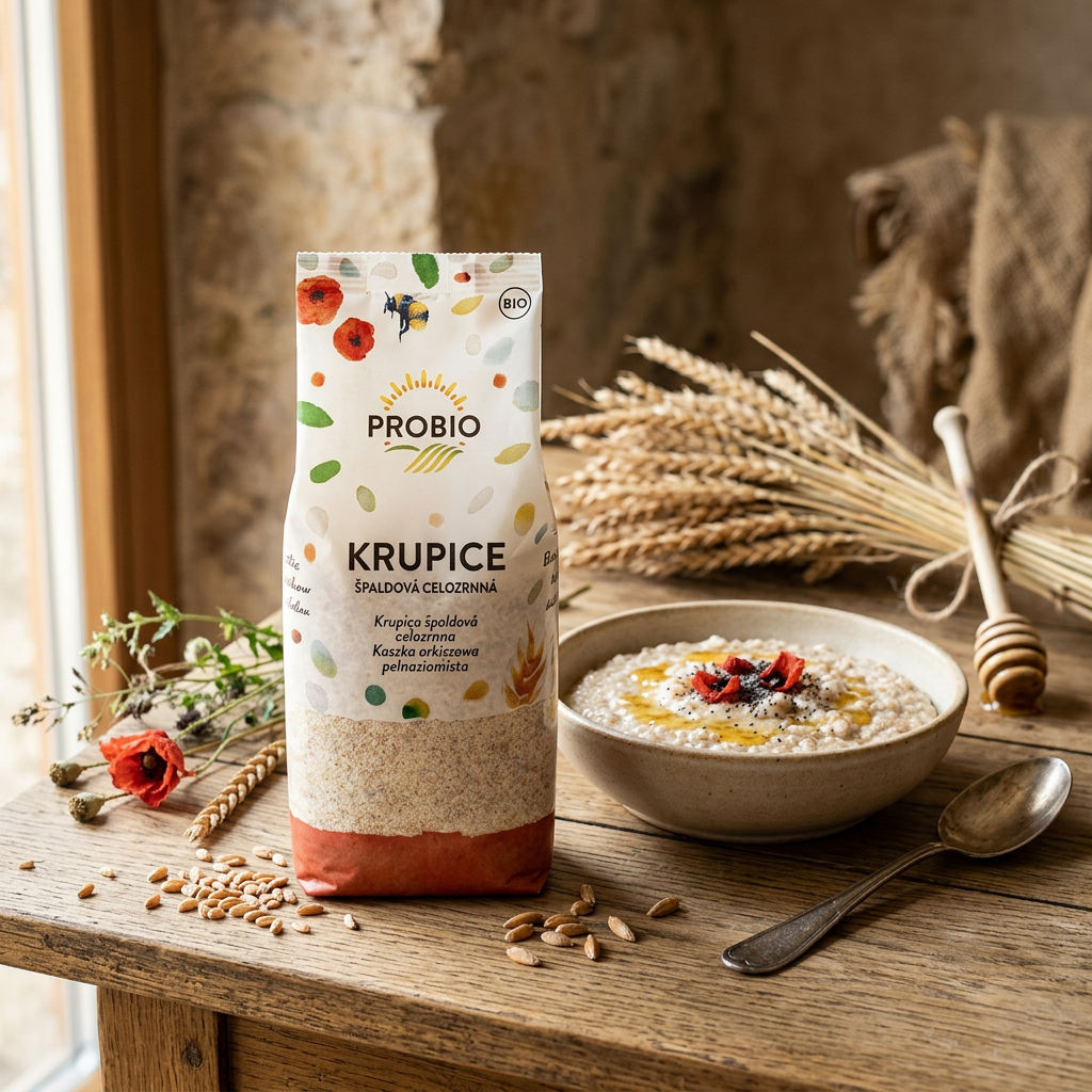 Krupice BIO špaldová celozrnná