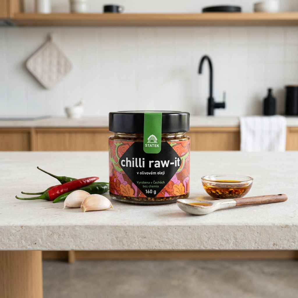 Chilli papričky Rawit nakládané v olivovém oleji a bylinách - 180 g