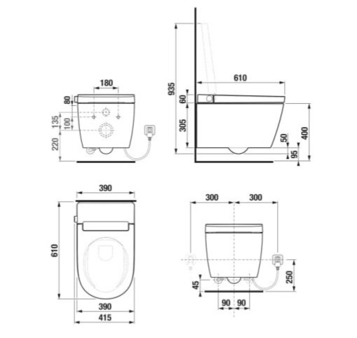 Bidetovací WC - JIKAclean MILA závěsný bílý rimless