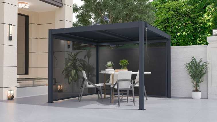 Bioklimatická pergola G21 Austin 3x3 m, antracitová hliníková