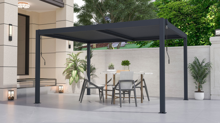Bioklimatická pergola G21 Austin 4x3 m, antracitová hliníková