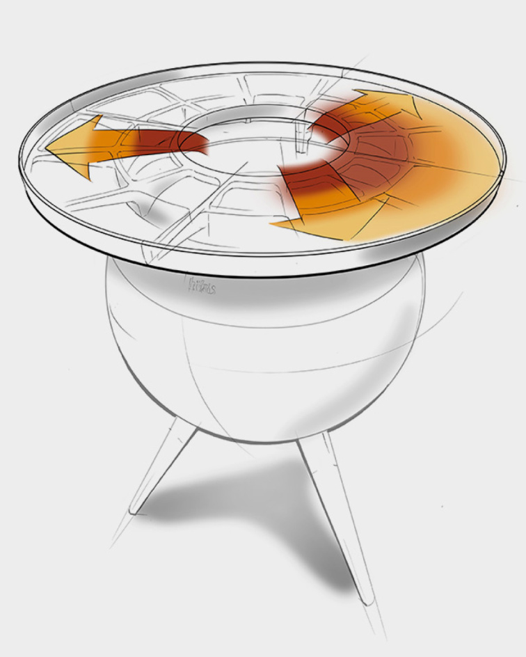 Stylový BBQ gril a ohniště MOON v jednom na dřevo a peletky