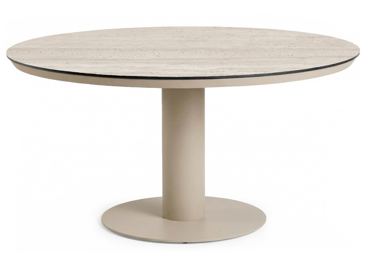 MORENO jídelní stůl béžový 150 cm kulatý, výška 75 cm