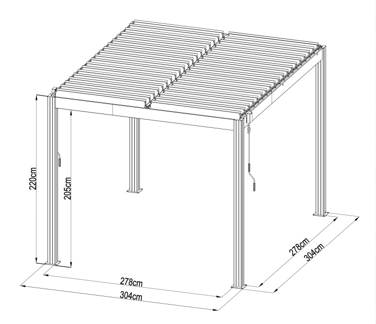 Bioklimatická pergola G21 Austin 3x3 m, antracitová hliníková