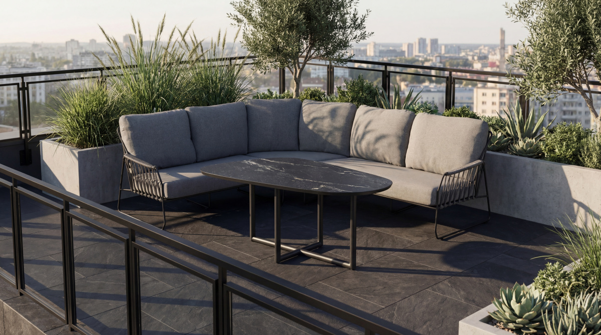 RIVERA jídelní stůl charcoal organic