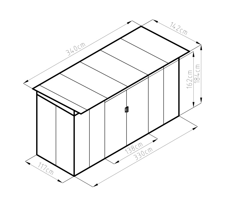 Zahradní domek G21 GRAH 483 - 340 x 184 x 142 cm, plechový