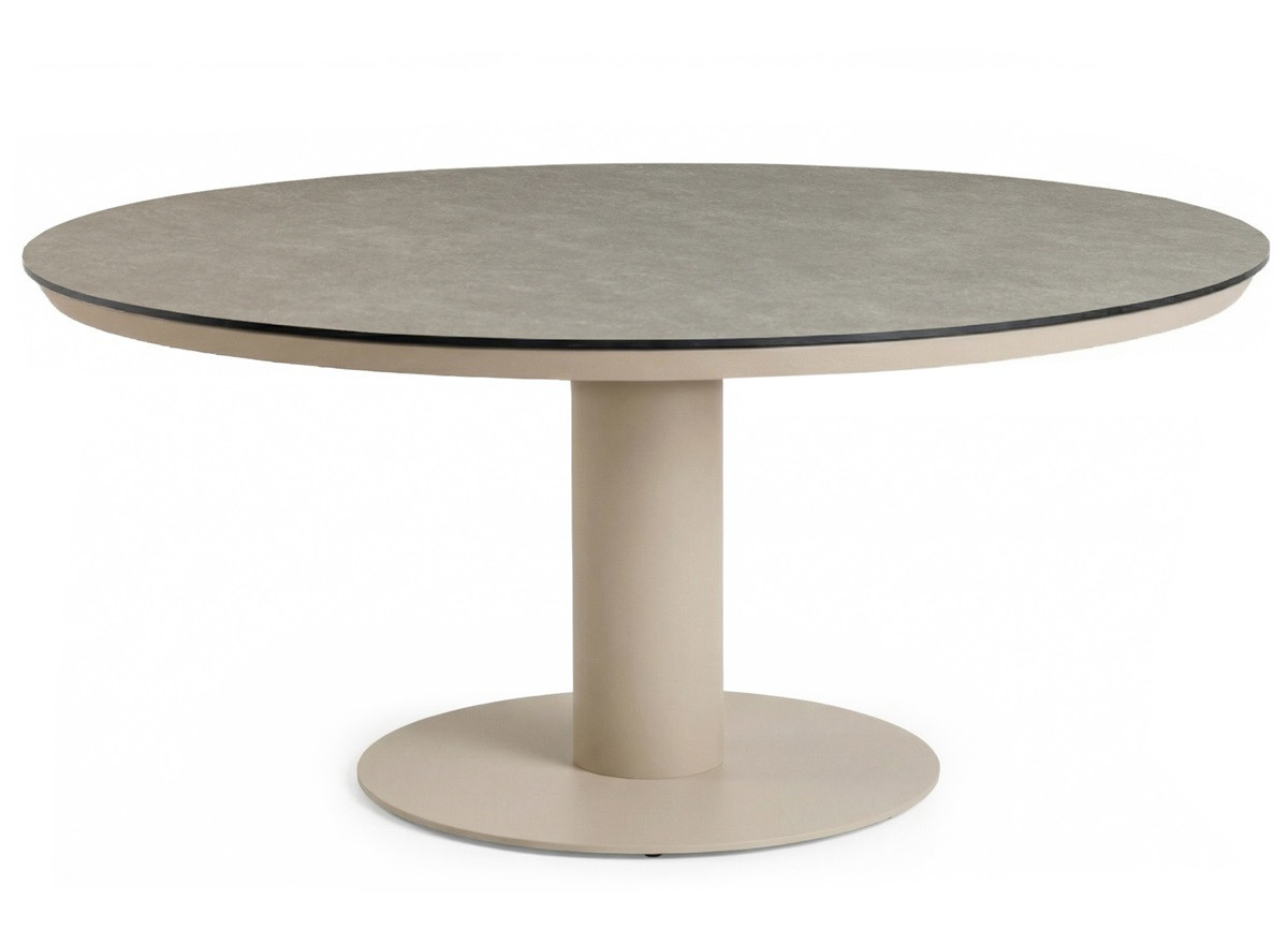 MORENO jídelní stůl béžový 150 cm kulatý, výška 68 cm