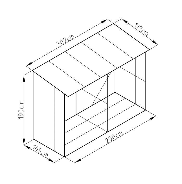 Přístřešek na dřevo G21 WOH 682 - 302 x 119 cm