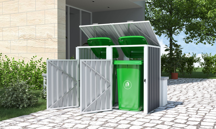 Přístřešek na odpadkové koše/popelnice G21 146x121x82 cm, antracitový plechový