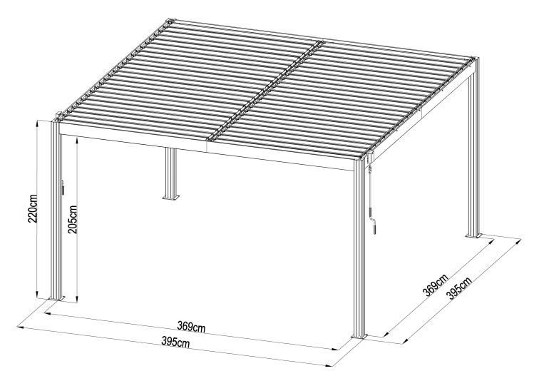 Bioklimatická pergola G21 Austin 4x4 m, antracitová hliníková