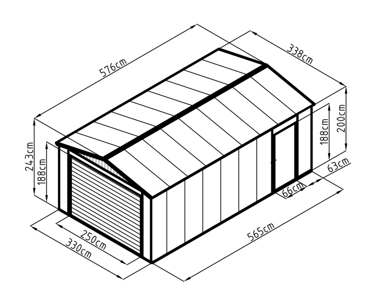 Plechová garáž Portland 1950, 338 x 576 cm, antracitová