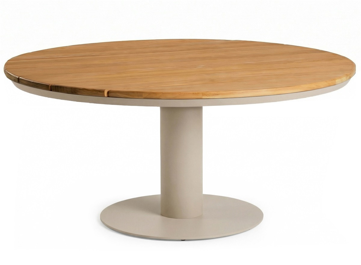MORENO jídelní stůl béžový 150 cm kulatý, výška 75 cm