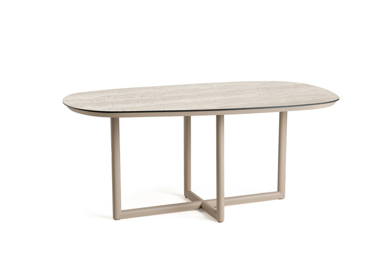 LIV jídelní stůl champagne, deska stolu Trespa Travertín 150