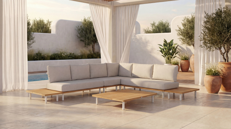 Kávový boční stolek KYTSU krémový