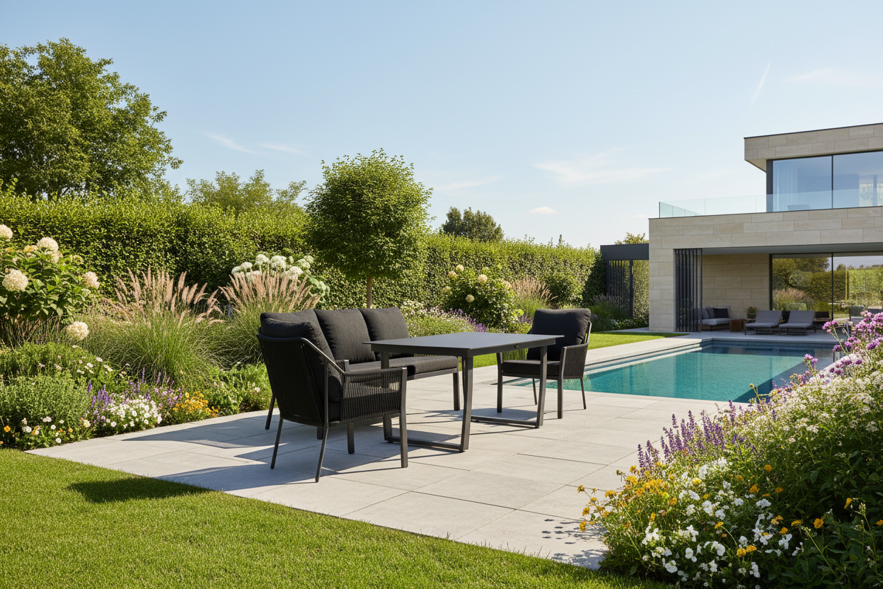 LIV jídelní stůl charcoal, deska stolu Trespa Marble 180