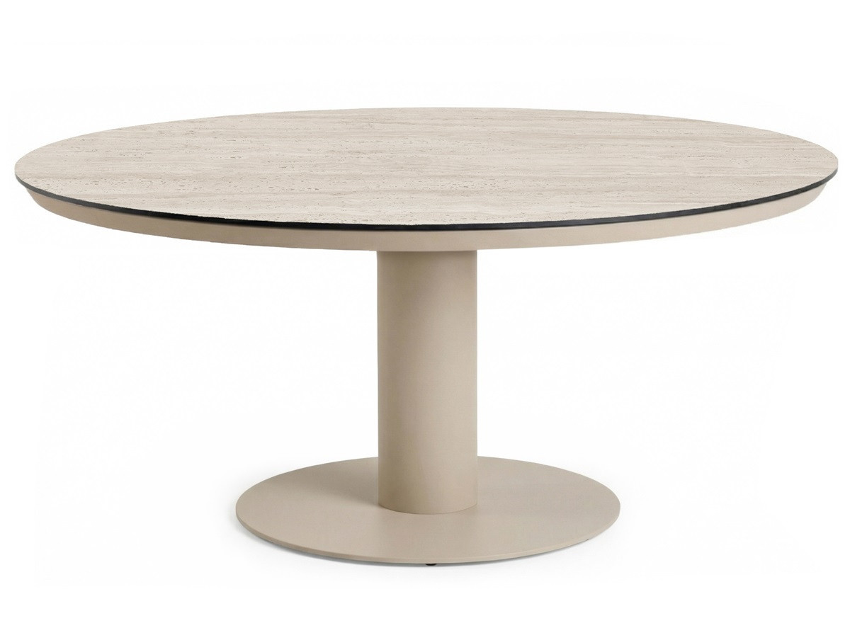 MORENA jídelní stůl béžový 120 cm kulatý, výška 68 cm