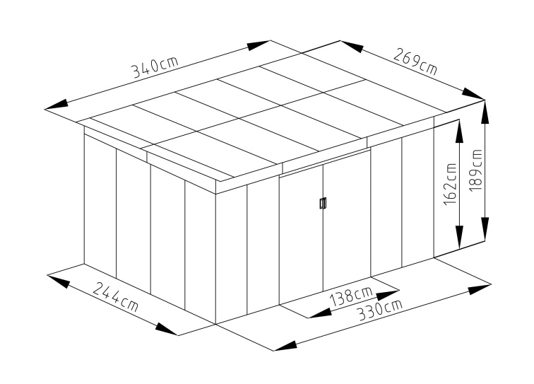 Zahradní domek G21 GRAH 915 - 340 x 189 x 269 cm, plechový