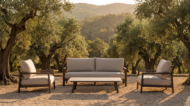 OASIS 3-sedačka s nastavitelným opěradlem hnědá