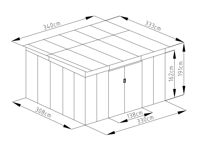 Zahradní domek G21 GRAH 1132 - 340 x 191 x 333 cm, plechový