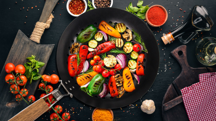 Grilovací pánev na gril kulatá s nepřilnavým povrchem