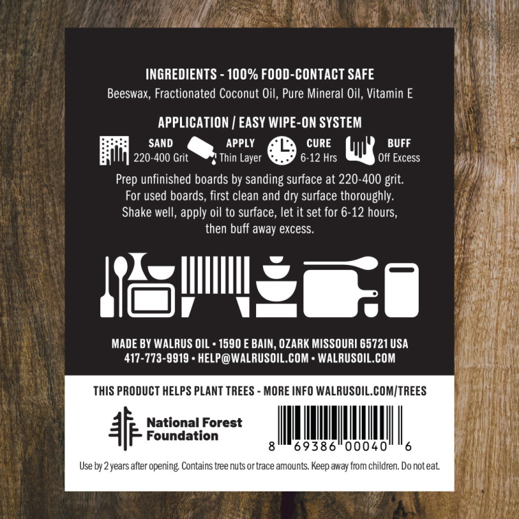 Walrus Oil Cutting Board Oil – 100% přírodní ochrana pro dřevěné kuchyňské povrchy