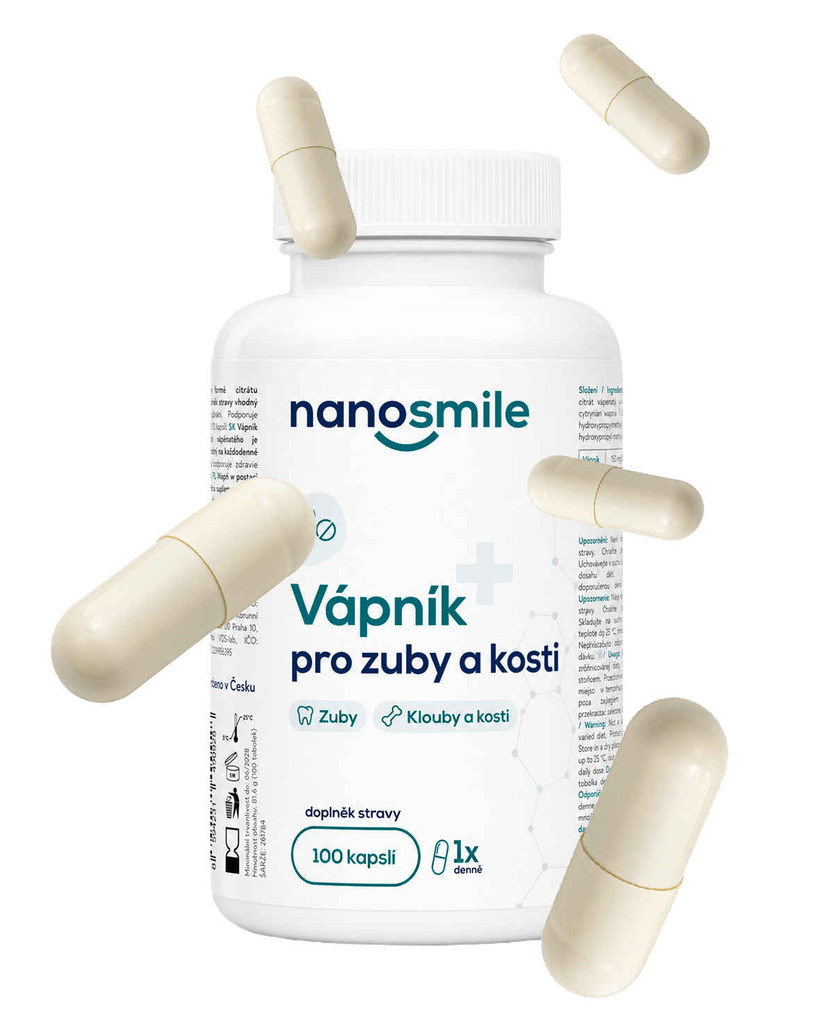 Nanosmile Vápník podporující zuby a kosti 100 kapslí