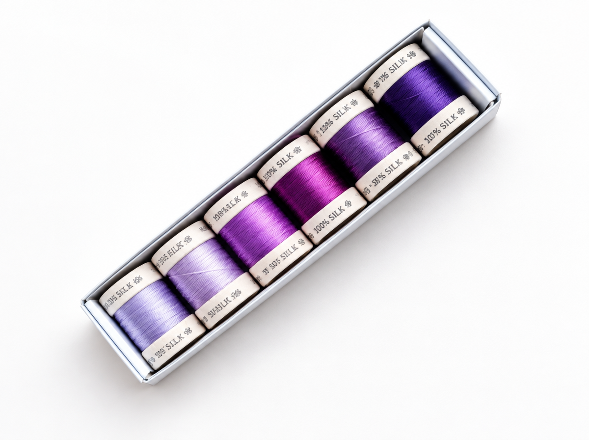Hedvábné nitě Au Ver A Soie Perlée v sadě 6 ks Violet