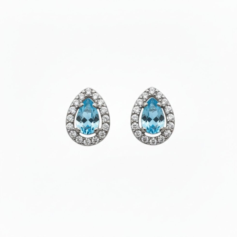 Nerina EW 324: Ocelové náušnice s akvamarínovým zirkonem