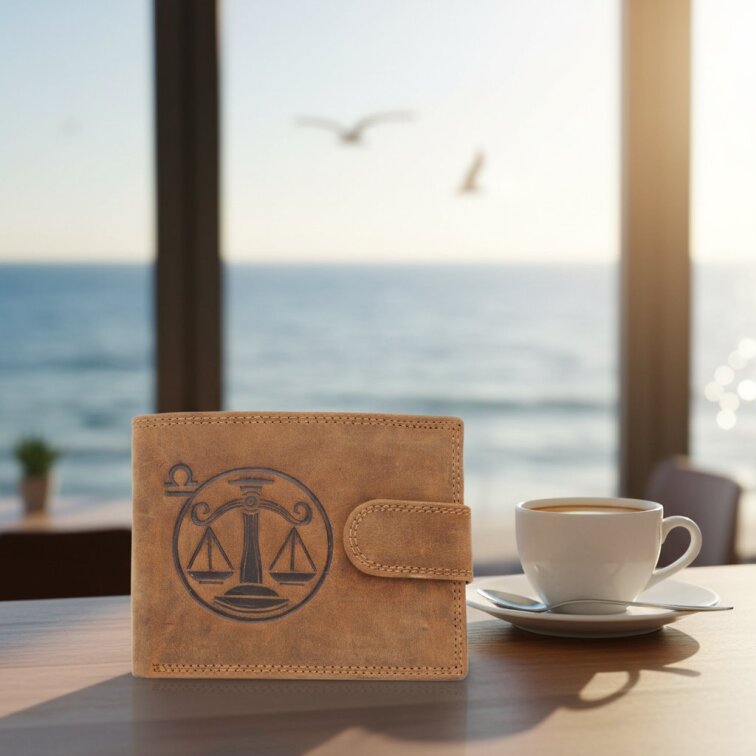 Pánská kožená peněženka se znamením Váhy