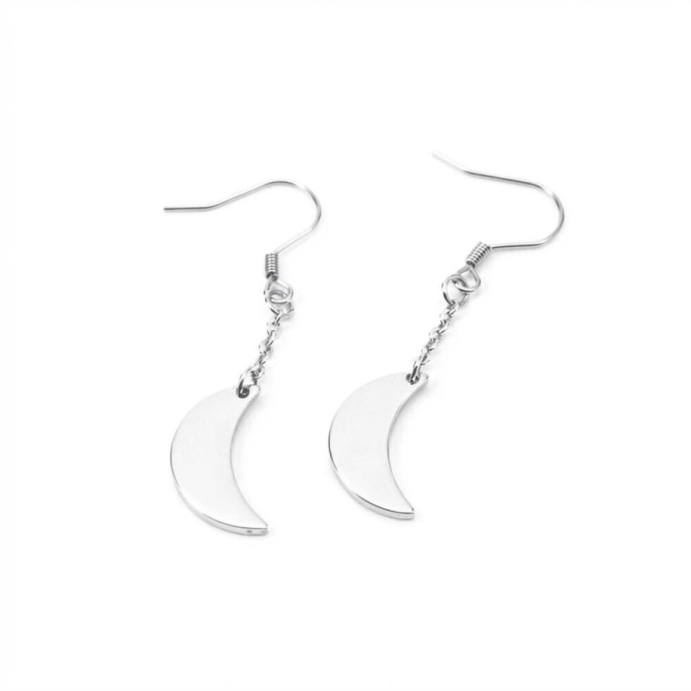 Elegantní visací náušnice s měsíčním designem z chirurgické oceli