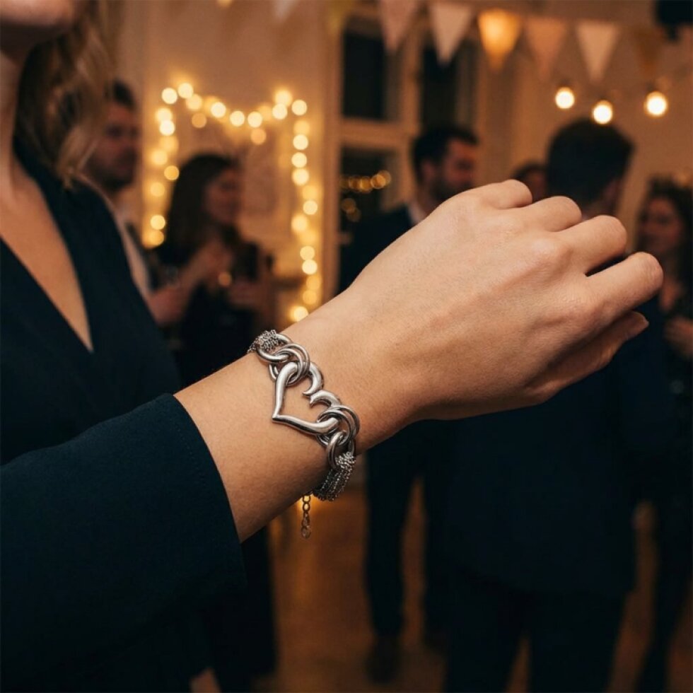 Elegantní Ocelový Náramek Srdce CKR779 - Chirurgická Ocel, 20,5 cm