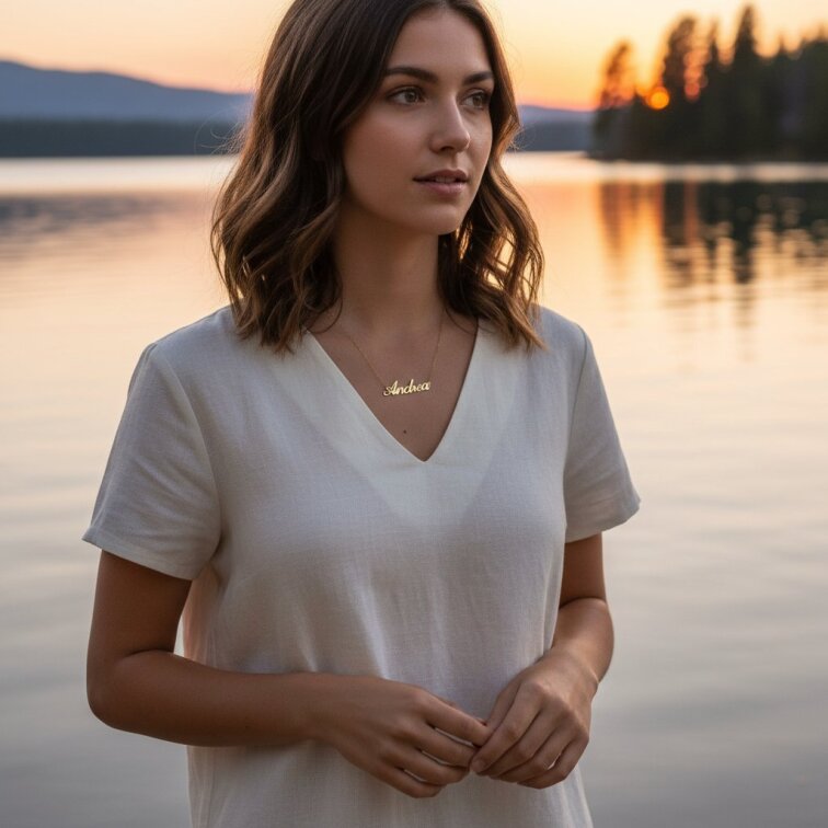 Řetízek z oceli se jménem Andrea zlatá ocel