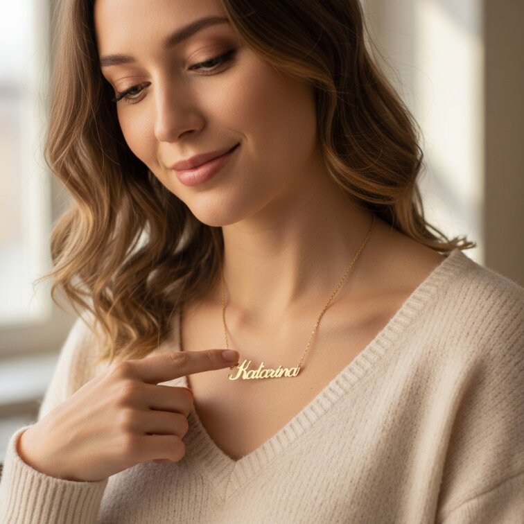 Řetízek z oceli se jménem Katarína zlatá ocel