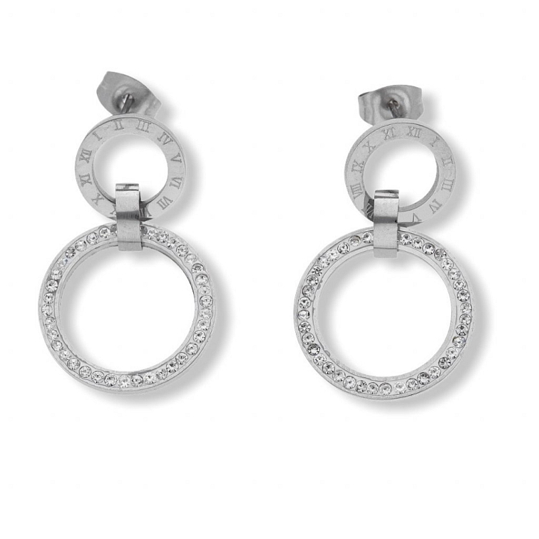 Náušnice chirurgická ocel kroužky s kamínky dvě barvy