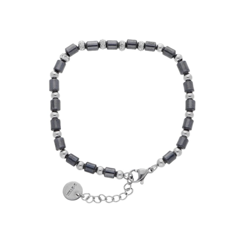 Elegantní dámský ocelový náramek s korálky, nastavitelný obvod