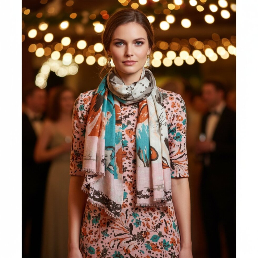 Dámský květinový šátek Rozkvět 180x87 cm, model wa-173