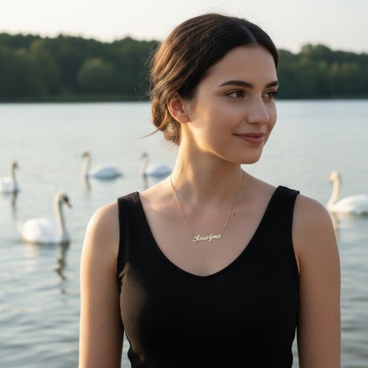 Řetízek z oceli se jménem Kristýna zlatá ocel